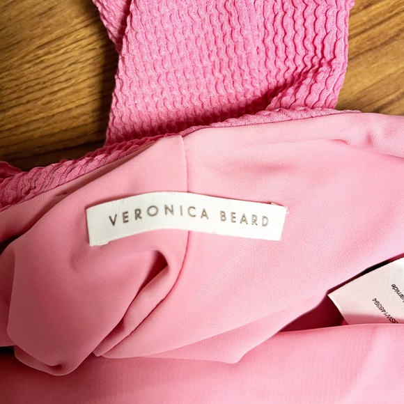 Veronica Beard Salis swimsuit one piece pink textured deep V Halter Tie Size XS - Picture 14 of 15